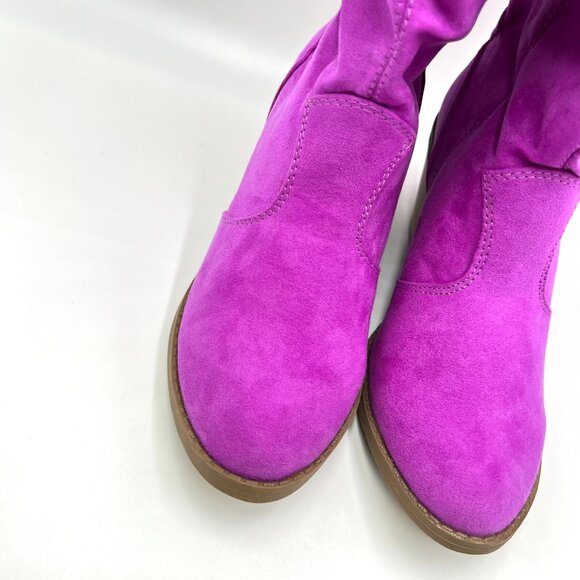 Qupid Womens Size 6 Fuchsia Pink Vegan Suede Western Style Boots - Picture 3 of 11